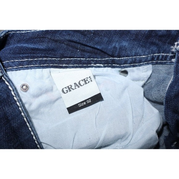 NEW Grace in LA Womens Size 32 Floral Boot Cut Stretch Floral Flap Embroidery - Picture 9 of 12